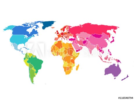 Bild på Political World Map Detailed World map of rainbow colors